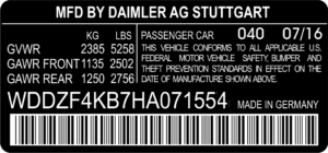 VIN plate example