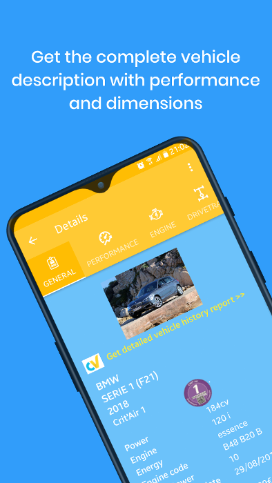 WhatCarIsThat Android Application - Car details from VIN or Registration Plates <br> https://play.google.com/store/apps/details?id=ro.gliapps.quellevoiture